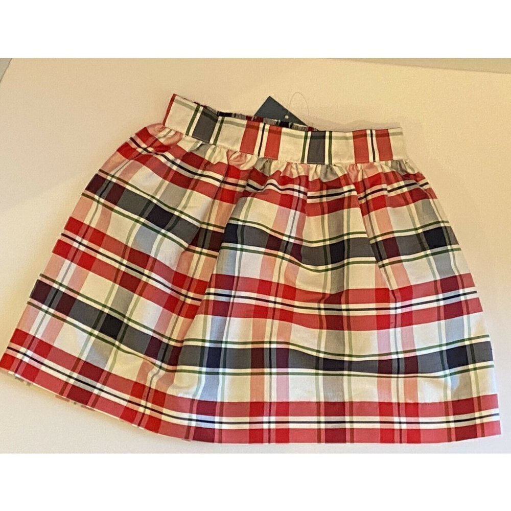 Hartstrings Girl’s Sz 5 Classic Silk‎ Red Blue & White Plaid Full Skirt NWT
